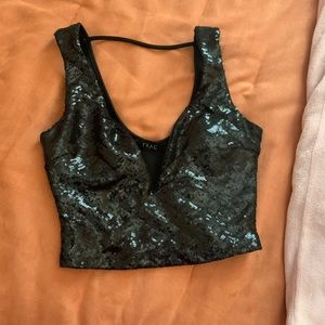 Black sequence crop top